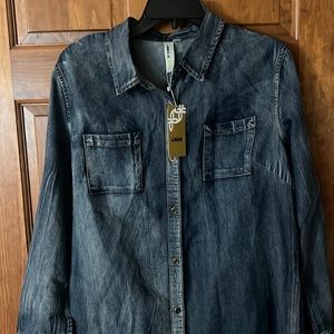 New Lara Womens Denim Tie Dye Shirt Dress M NWT Unique